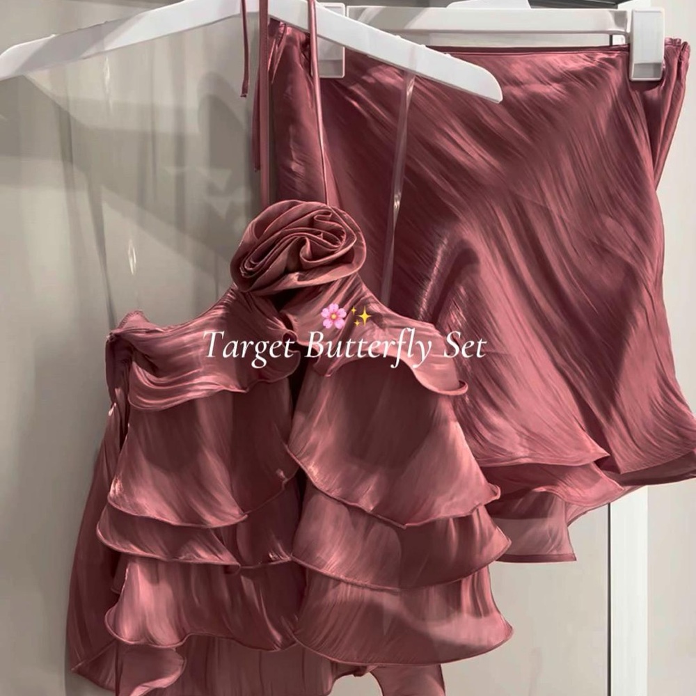 Pink Ruffled (butterfly) Two-Piece Set - Picture 2 of 2